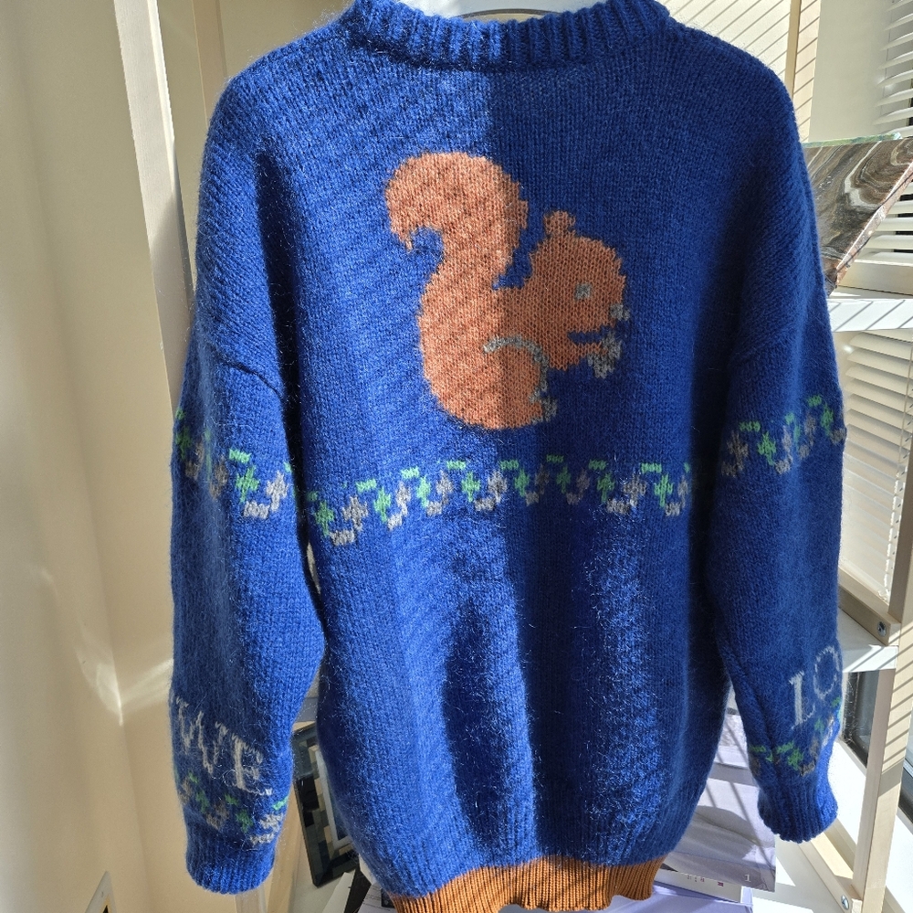 Loewe Blue Sweater with Squirrel Design